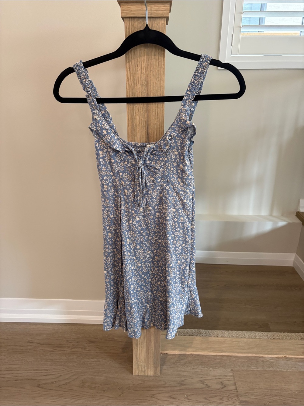American eagle Blue Floral Ruffle Strap Sundress